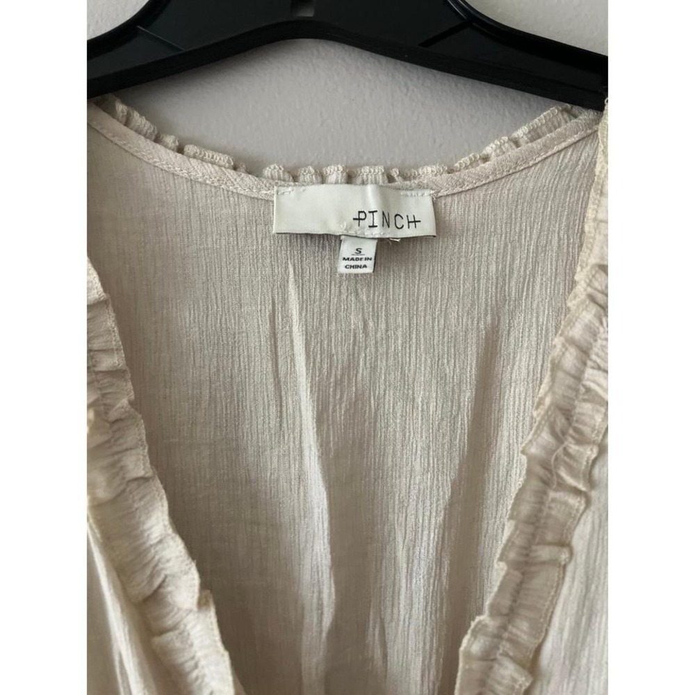 Pinch Ruffled V-Neck Ruffled Mini Dress Cream Small - Picture 3 of 5